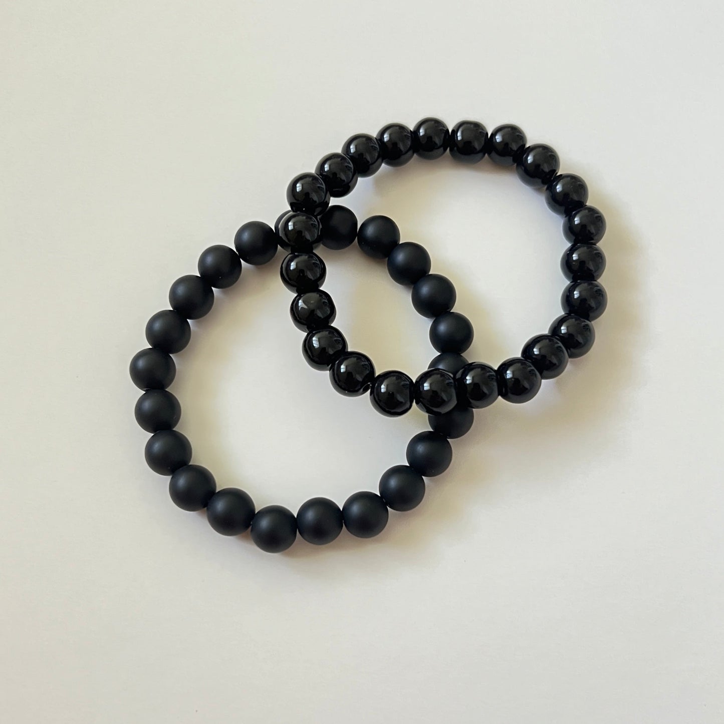 Black White 8mm Semi Precious Gemstones Bracelet for Men and Women Ima Artistry