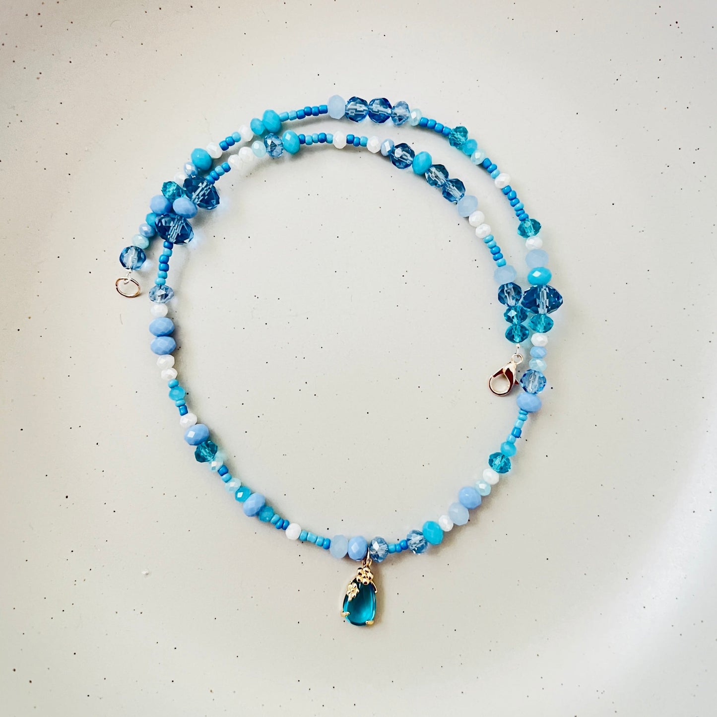 Blue Sky Beaded Choker-Necklace Ima Artistry