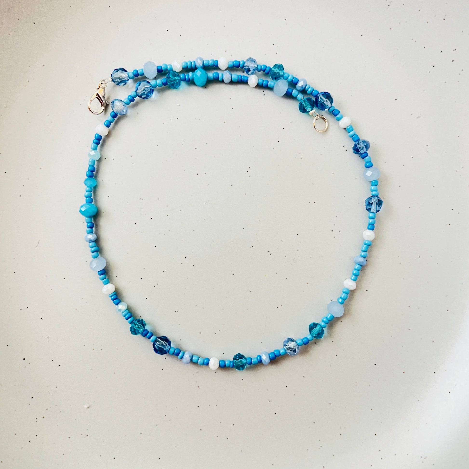 Blue Sky Beaded Choker-Necklace Ima Artistry