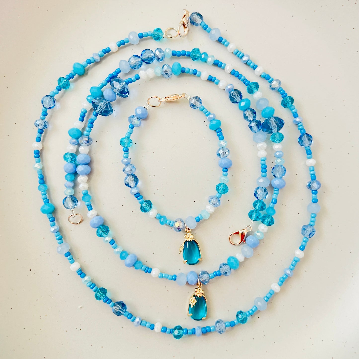 Blue Sky Beaded Choker-Necklace Ima Artistry