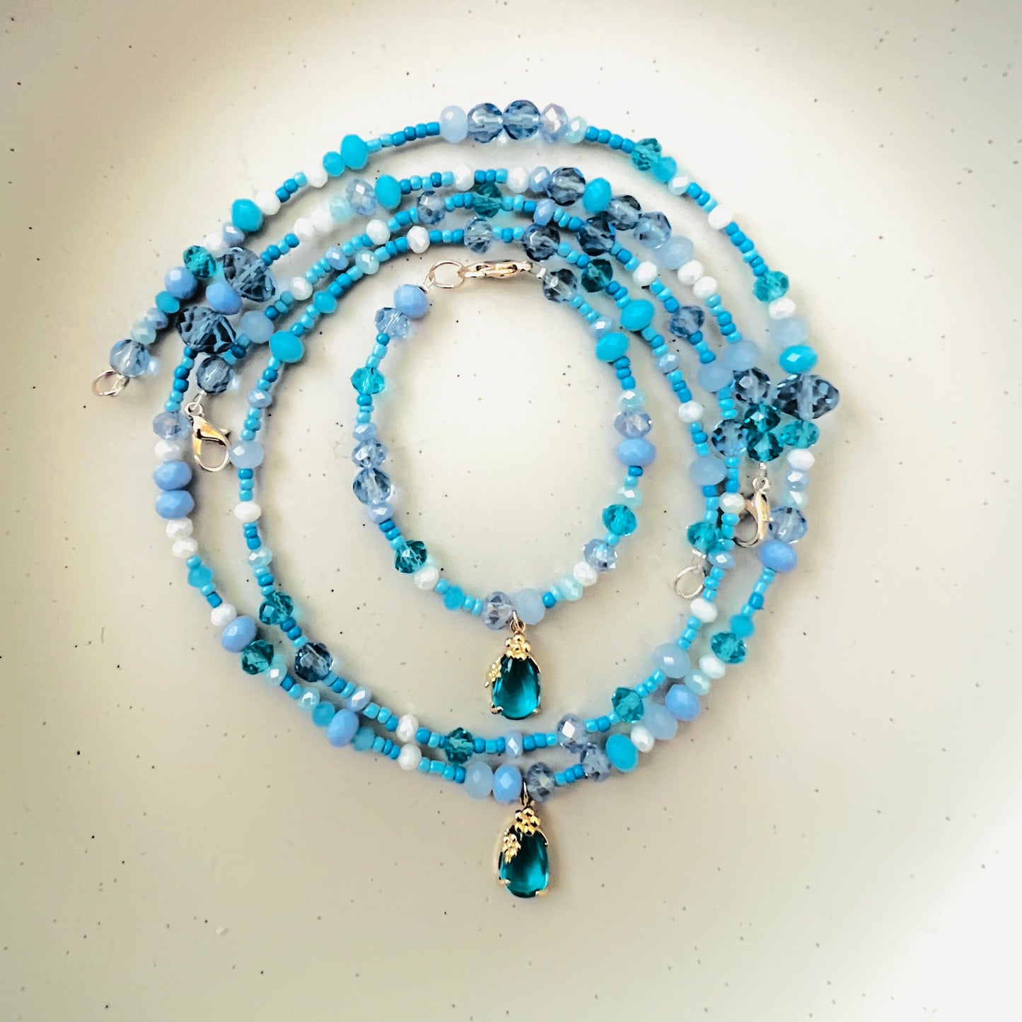 Blue Sky Beaded Choker-Necklace Ima Artistry