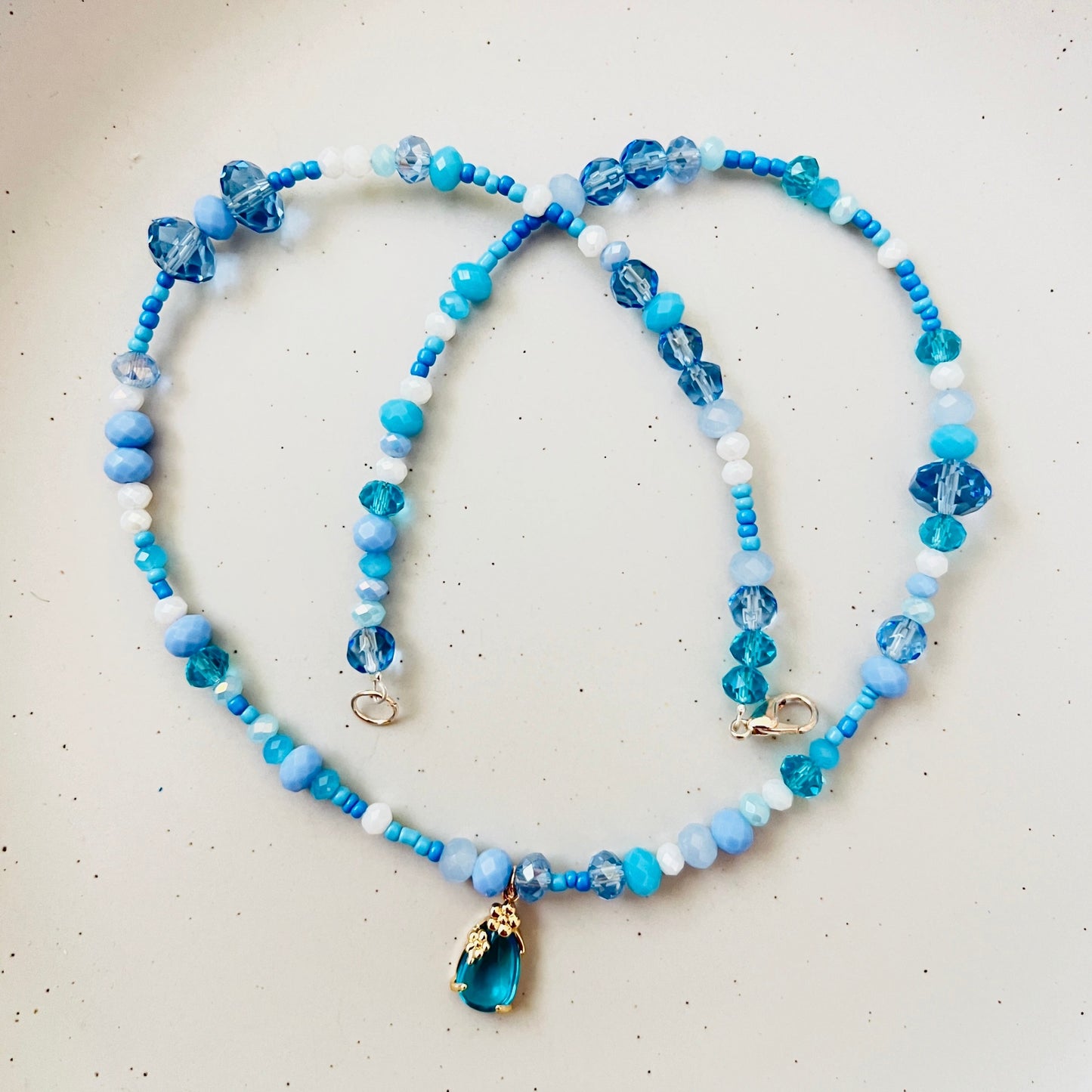 Blue Sky Beaded Choker-Necklace Ima Artistry