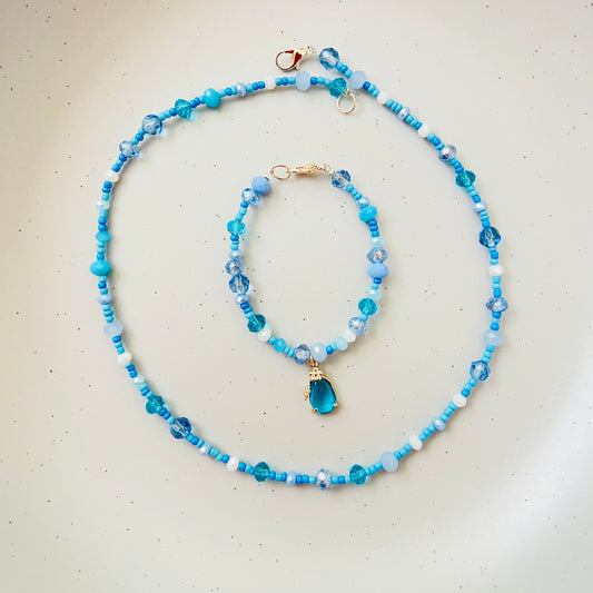 Blue Sky Beaded Choker-Necklace Ima Artistry