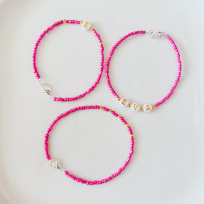 Name and Initial Magenta Bracelet - Ima Artistry 