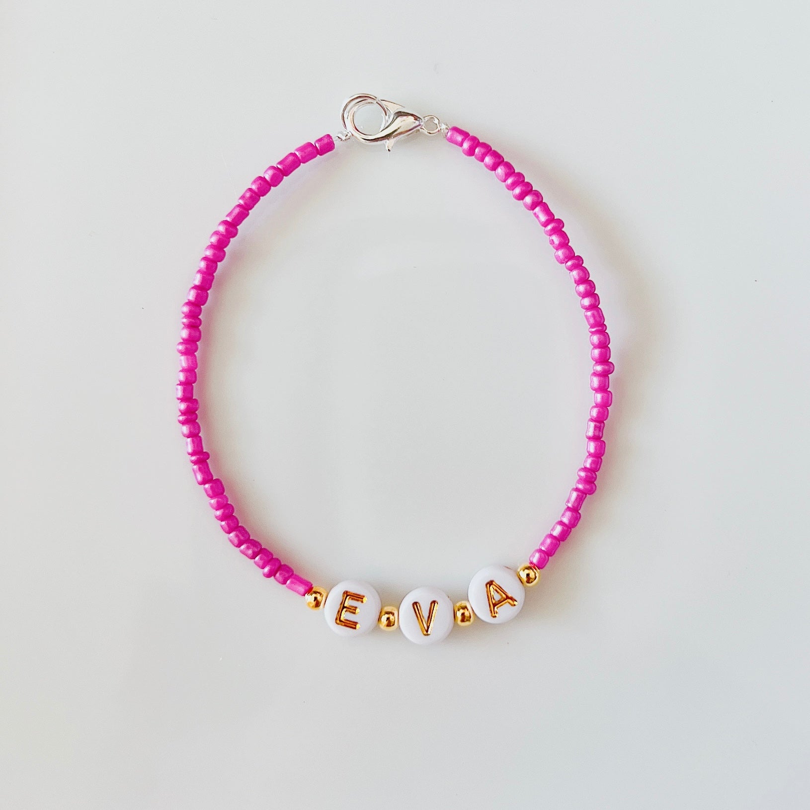 Name and Initial Magenta Bracelet - Ima Artistry 