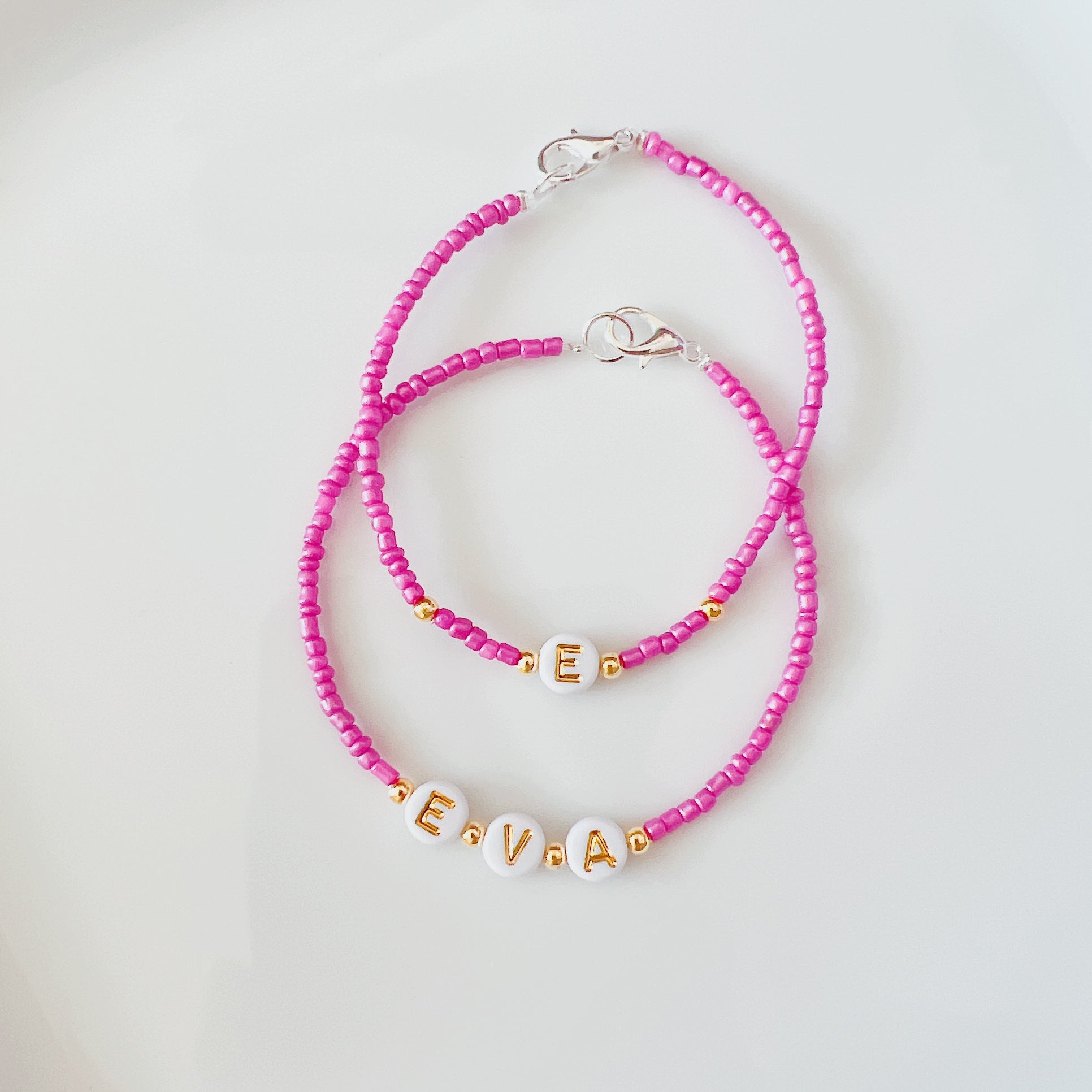 Name and Initial Magenta Bracelet - Ima Artistry 