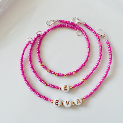 Name and Initial Seed Beaded Bracelet