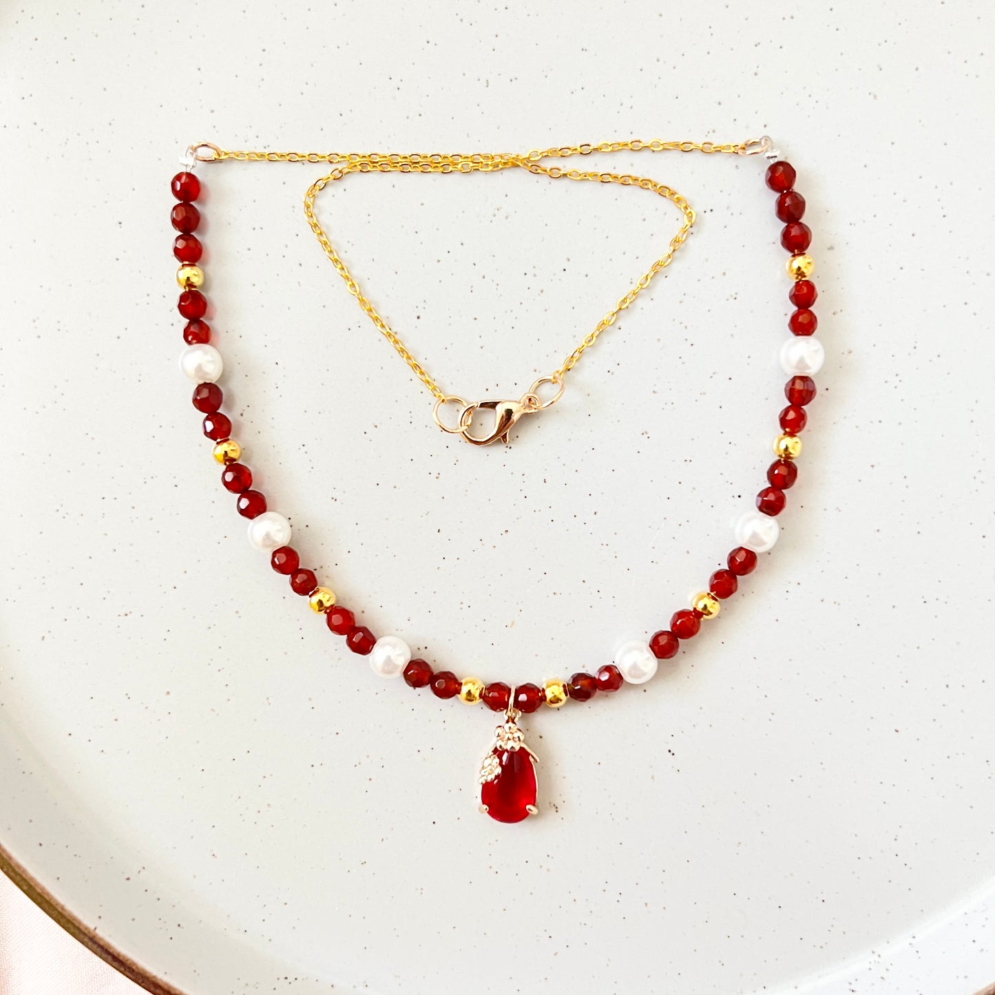 Red Teardrop Pendant Necklace