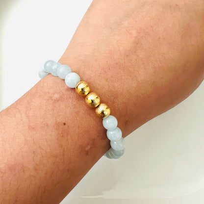 Golden Ball Aquamarine Bracelet - Ima Artistry