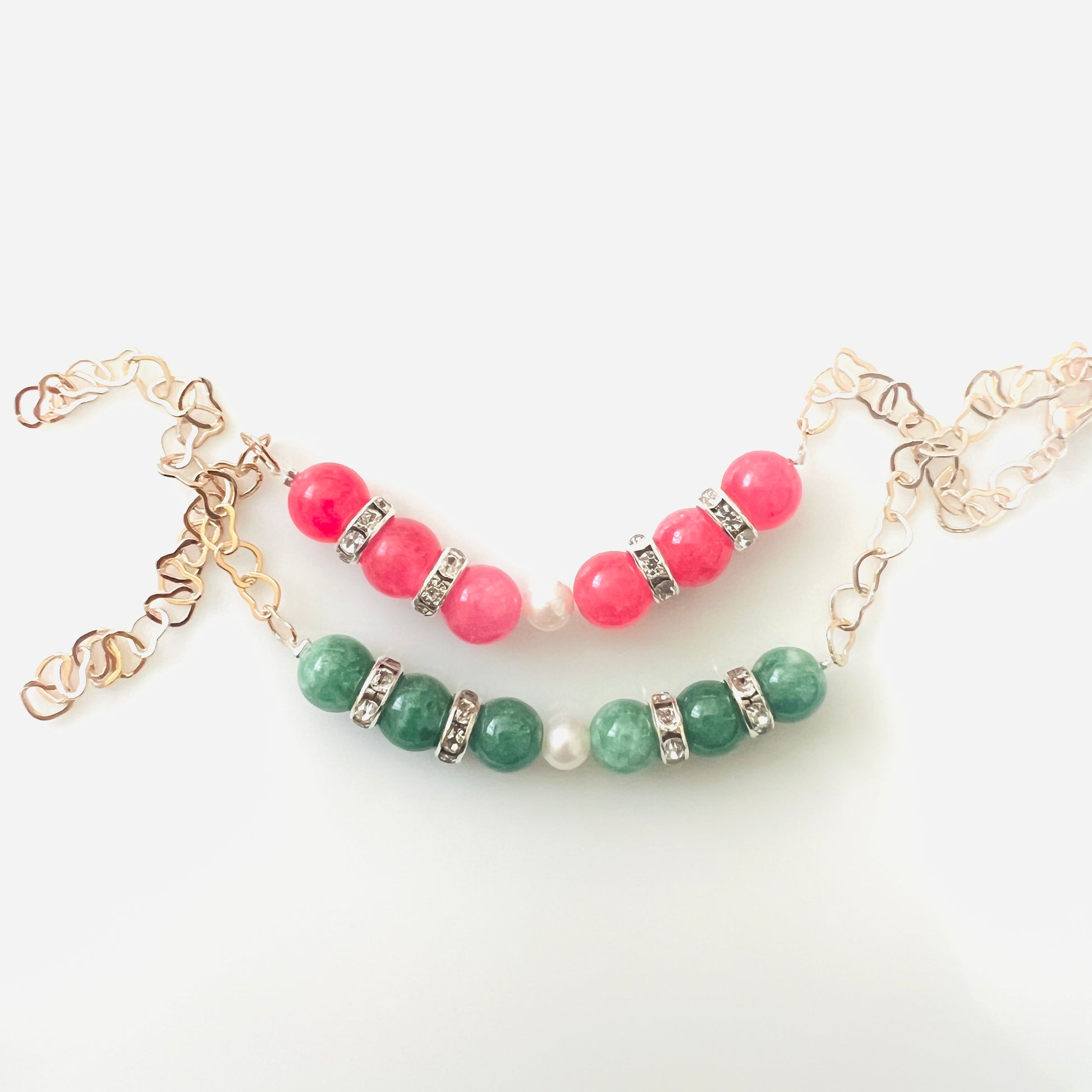 Pearl Gemstone Heart Chain Bracelet - Ima Artistry