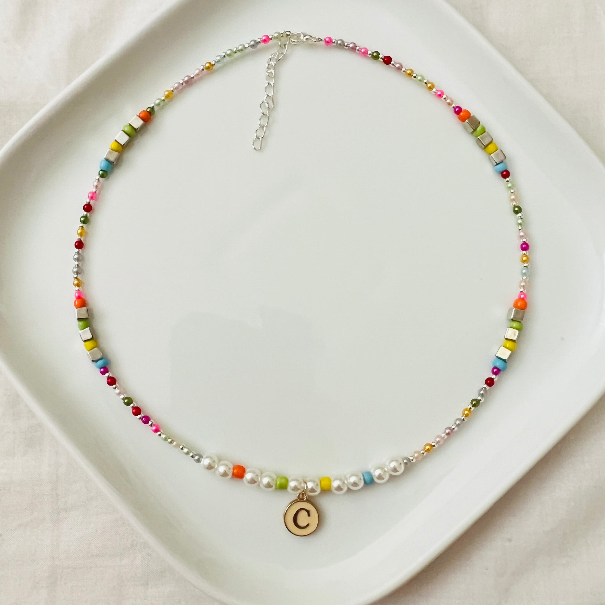 Letter Pendent Pearl Beaded Necklace - Ima Artistry 