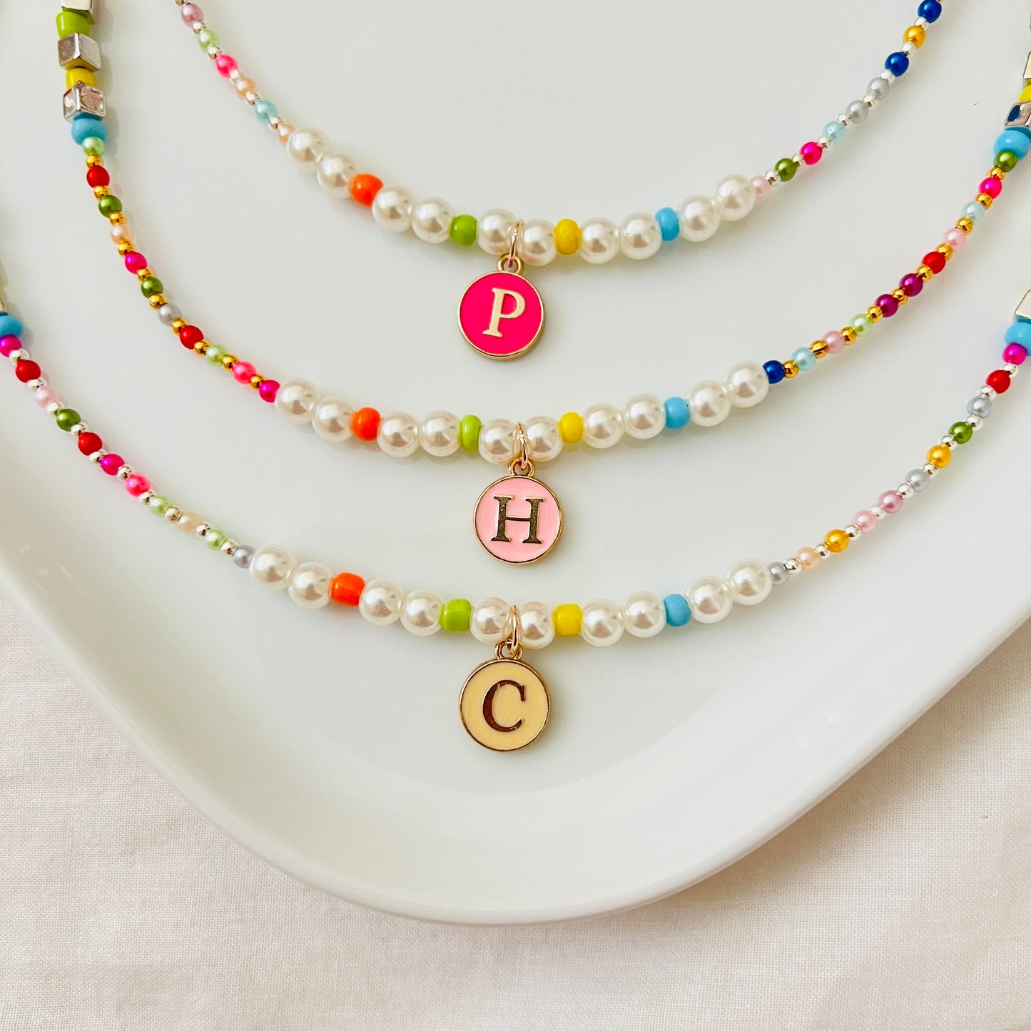 Letter Pendent Pearl Beaded Necklace - Ima Artistry 