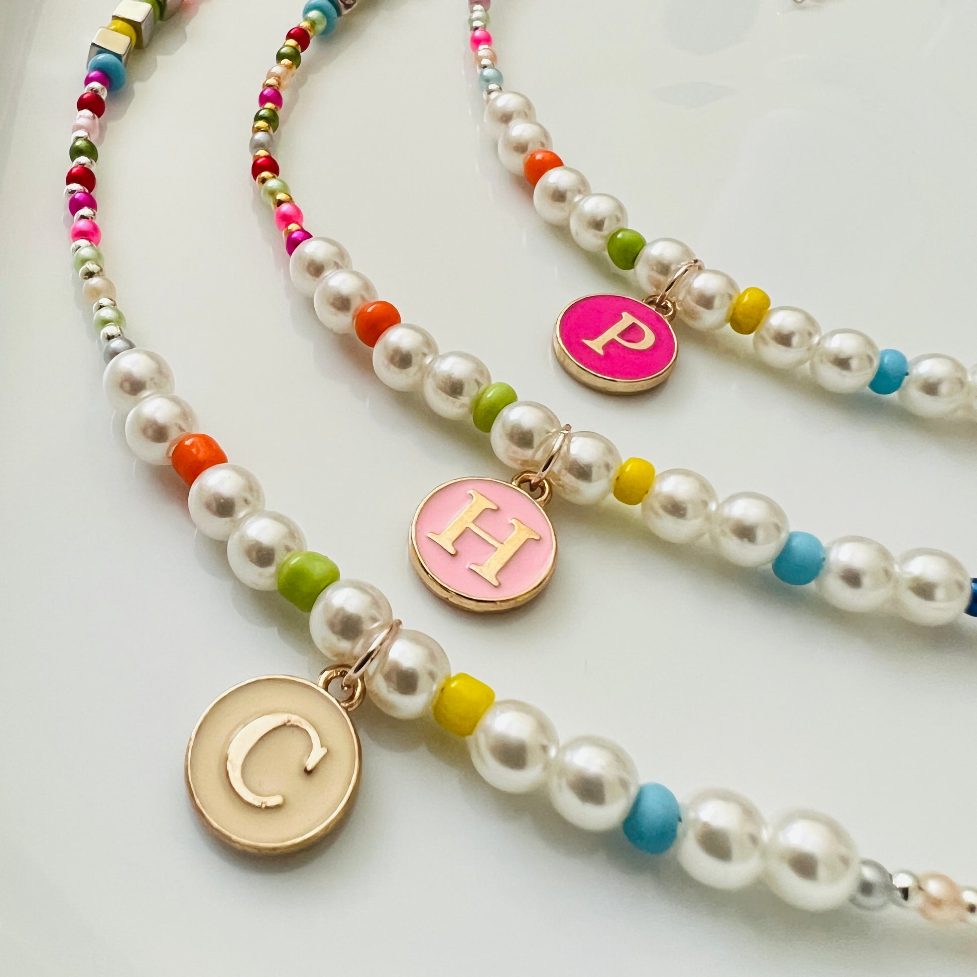 Letter Pendent Pearl Beaded Necklace - Ima Artistry 