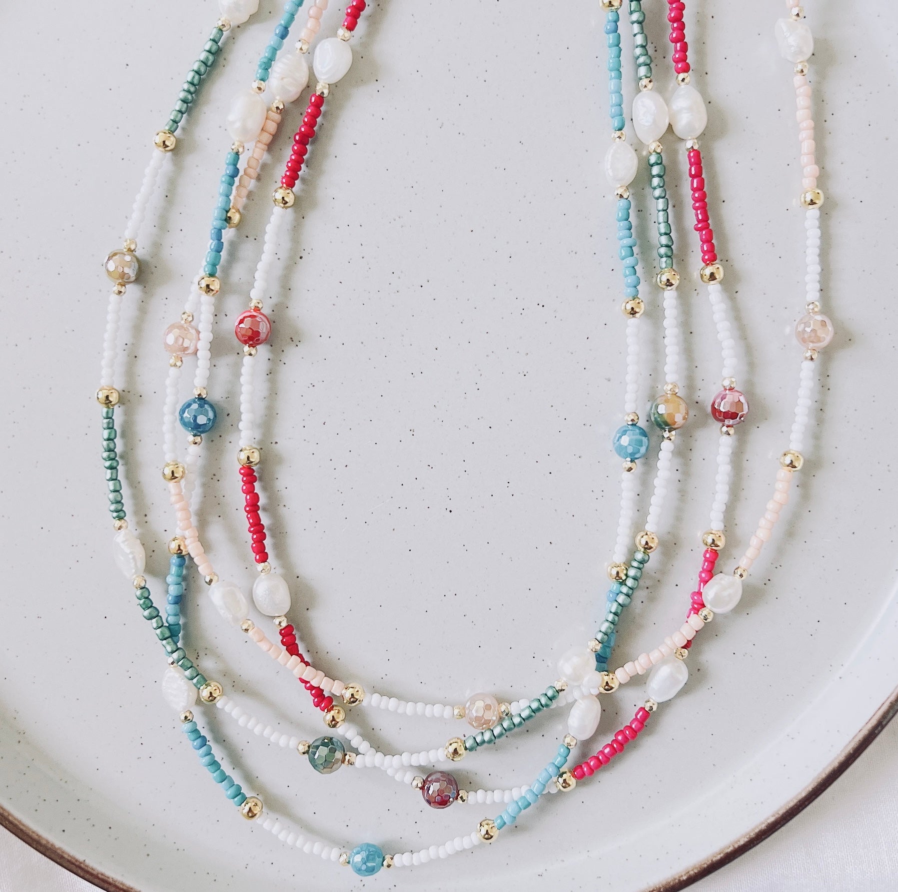 Pearl Gemstone Beaded Necklace - Ima Artistry 