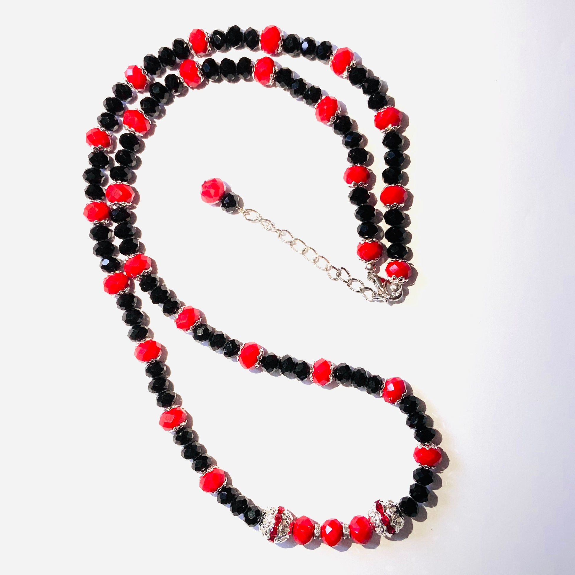 Red & Black Crystal Beaded Necklace Set - Ima Artistry