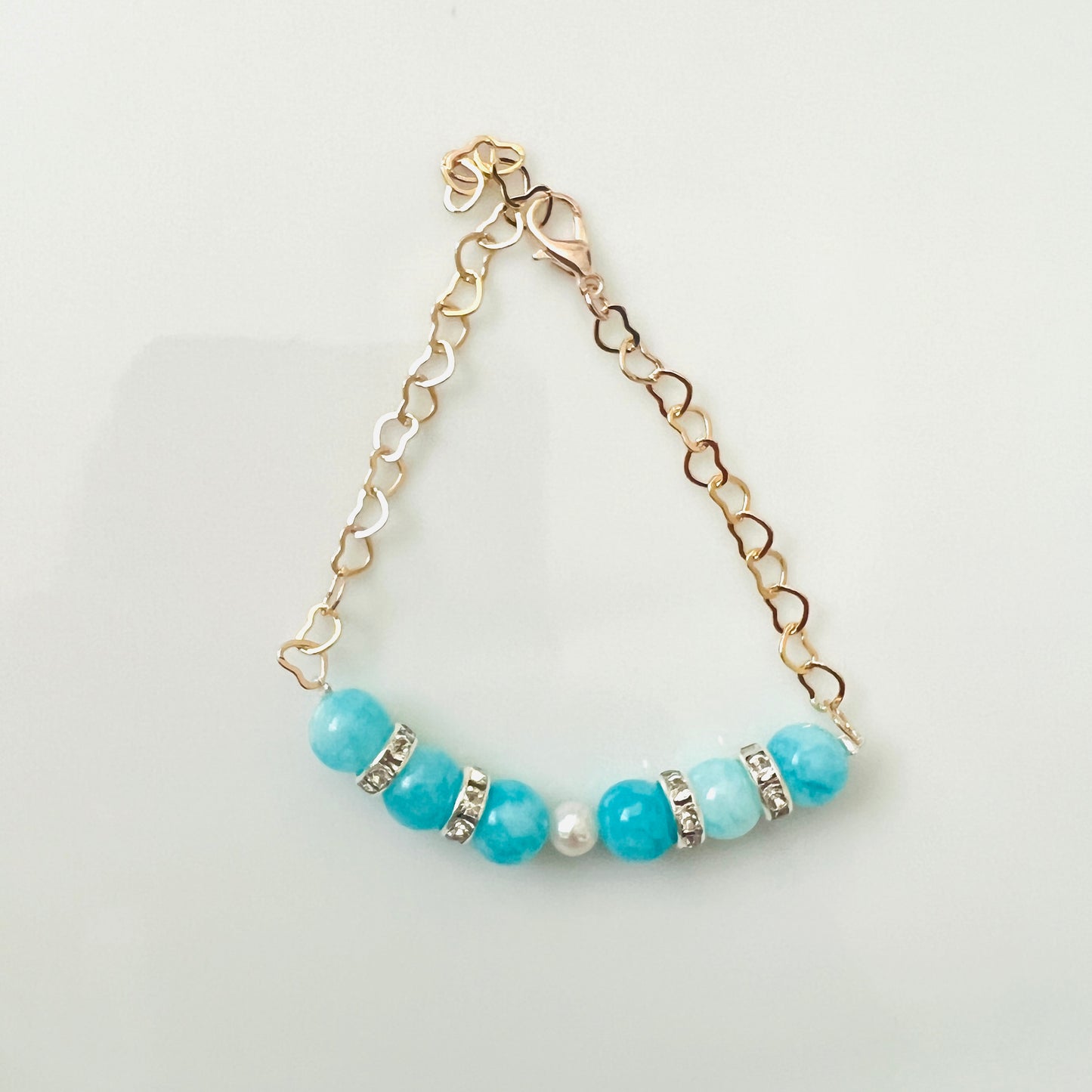 Pearl Gemstone Heart Chain Bracelet - Ima Artistry