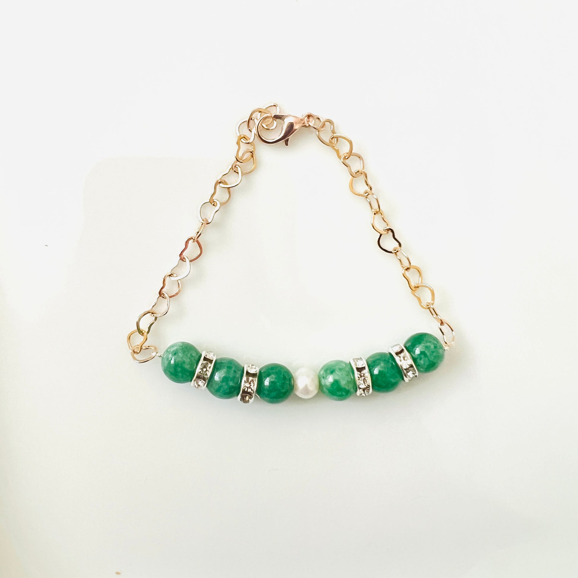 Pearl Gemstone Heart Chain Bracelet - Ima Artistry