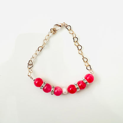 Pearl Gemstone Heart Chain Bracelet - Ima Artistry