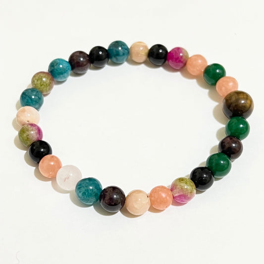 Unisex Multicoloured 6mm Gemstone Bracelet Ima Artistry 