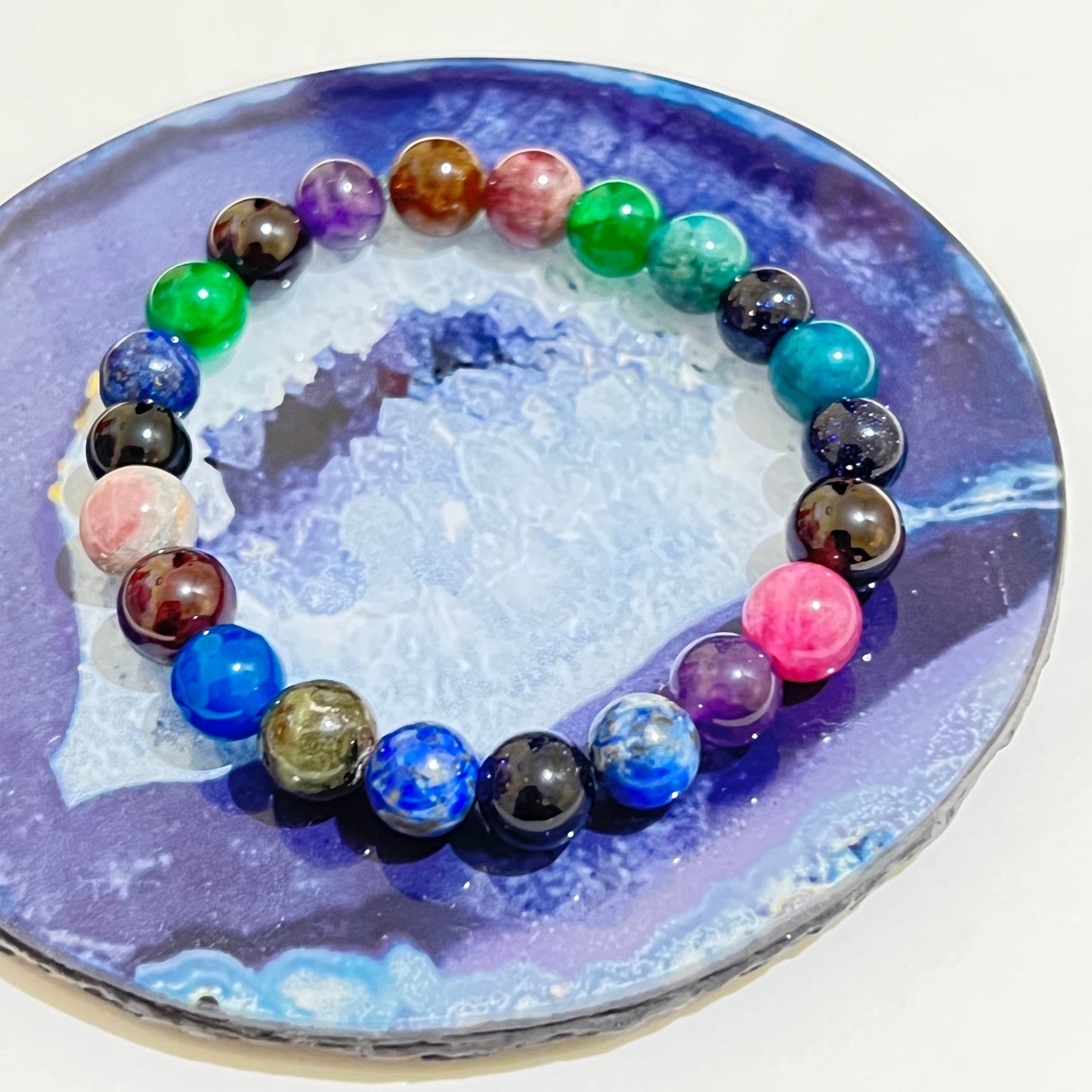 Unisex Multicoloured 8mm Gemstone Bracelet Ima Artistry