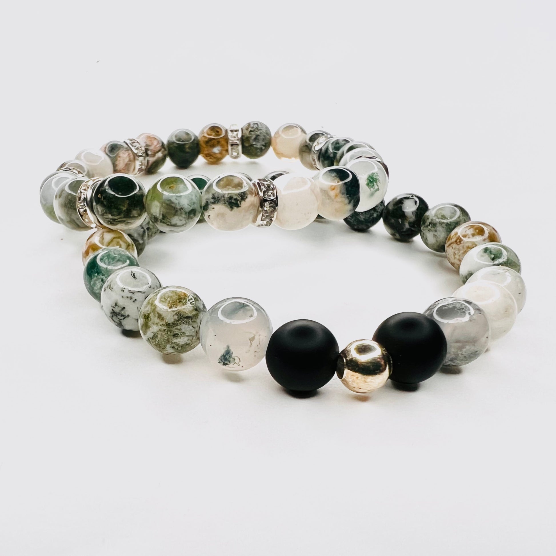 Unisex Moss Tree Agate Gemstones Bracelet Ima Artistry 