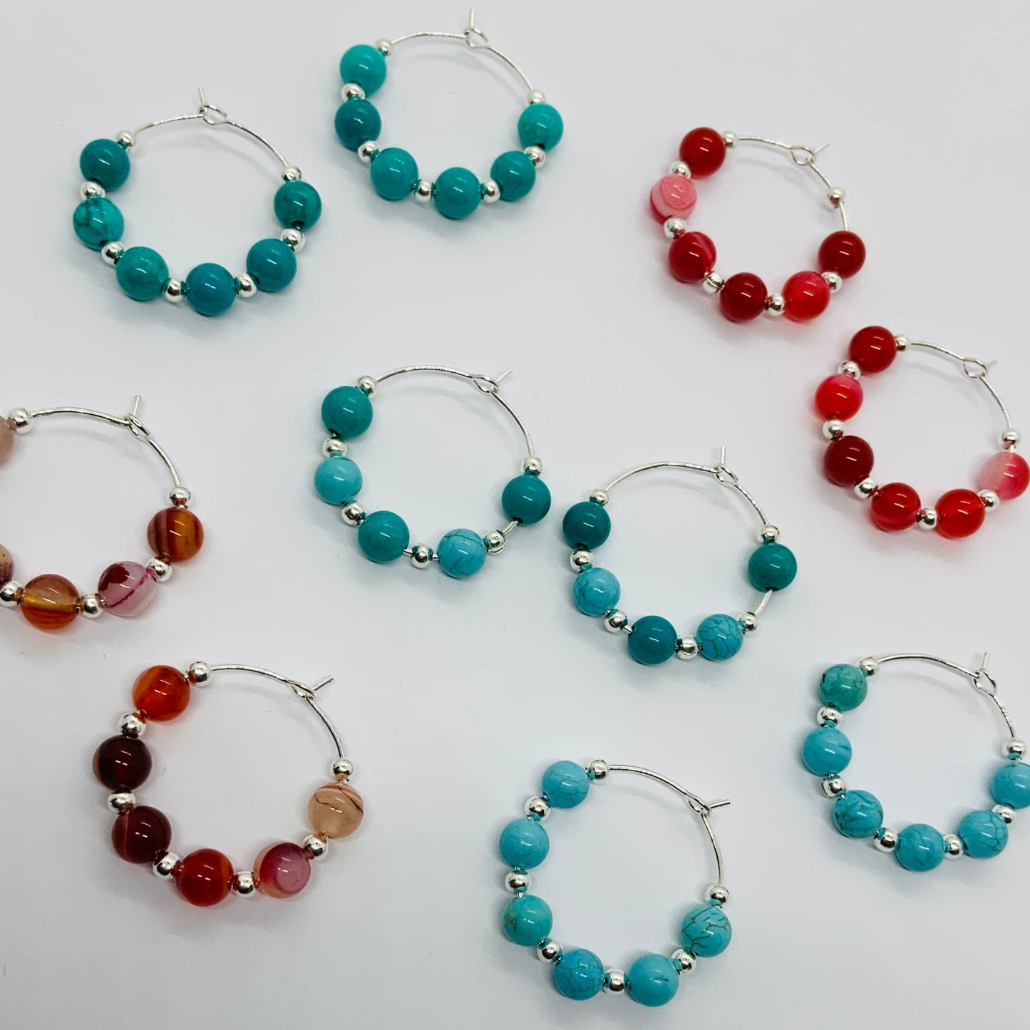 Semi Precious Gemstone Agate Hoop Earrings Ima Artistry