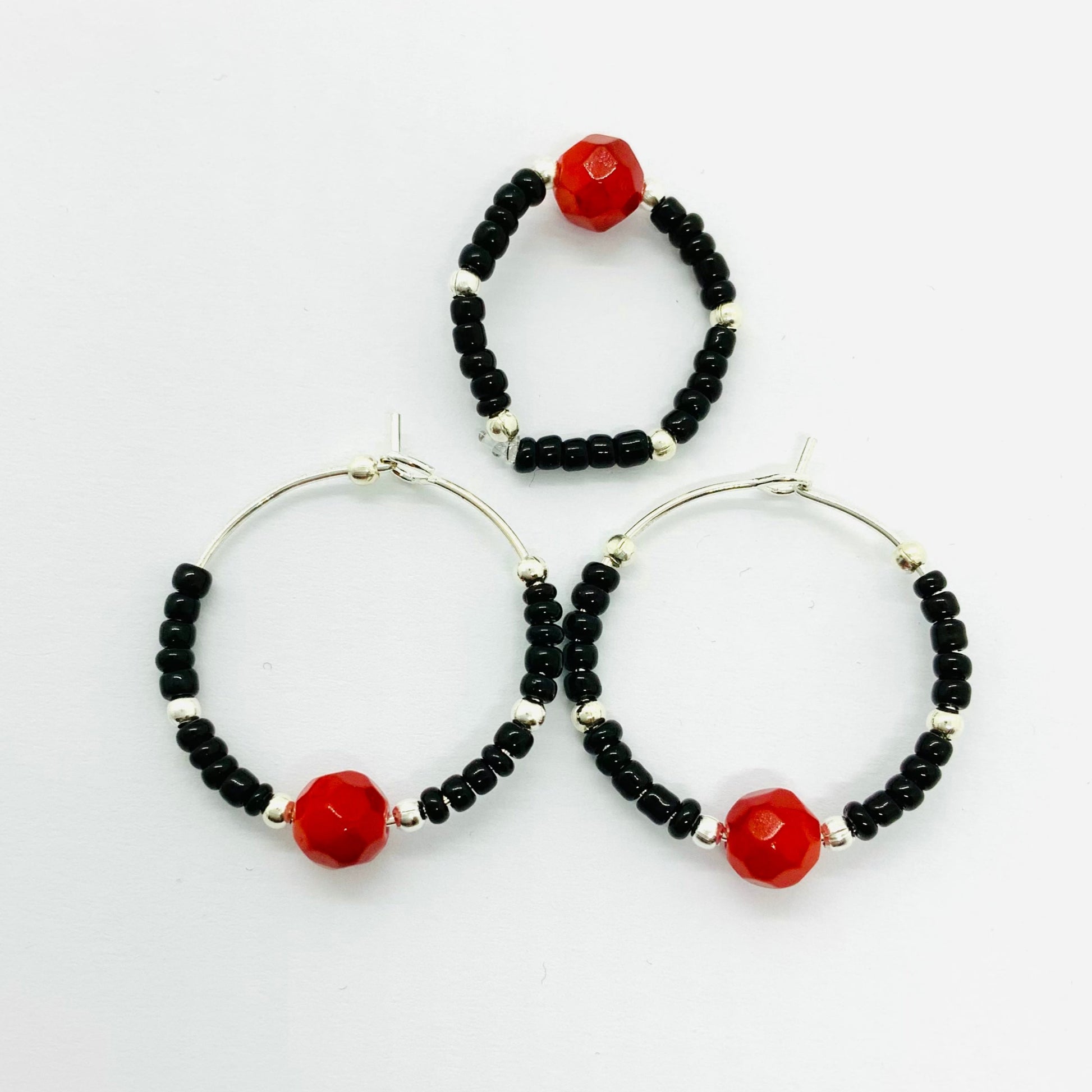 Seed Beaded Hoop Earrings & Rings Ima Artistry