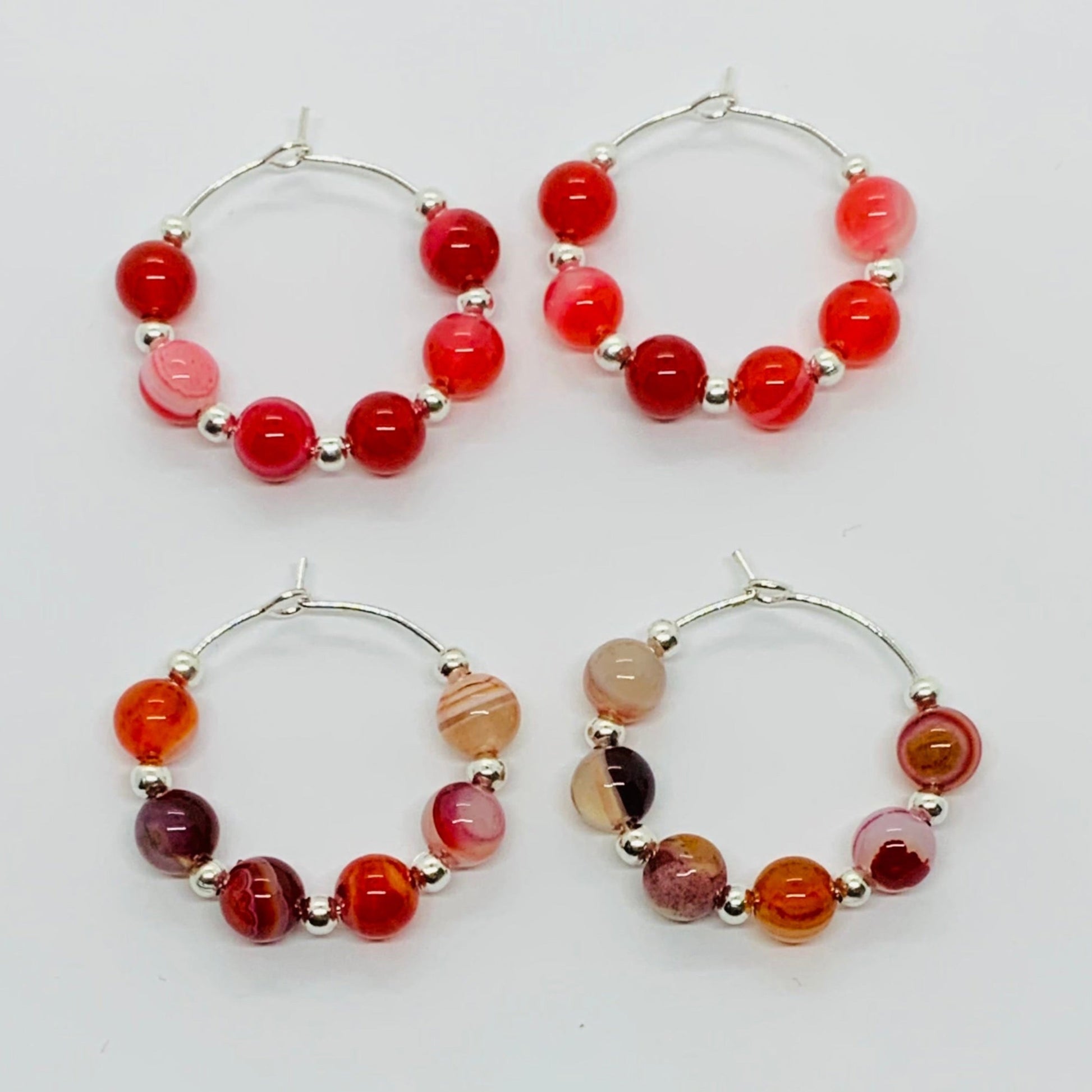 Semi Precious Gemstone Agate Hoop Earrings Ima Artistry