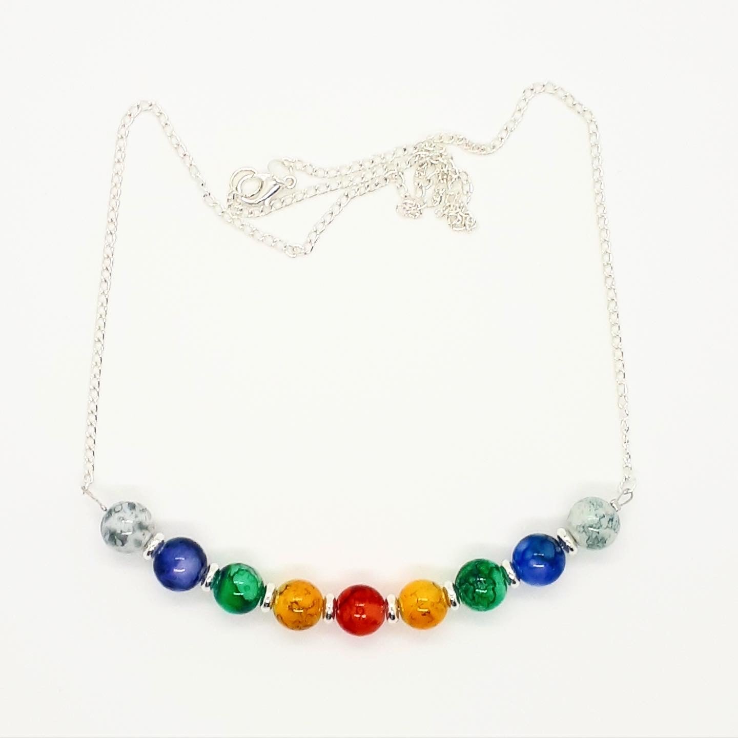 Marble Effects Multicoloured Curved Bar Necklace Ima Artistry