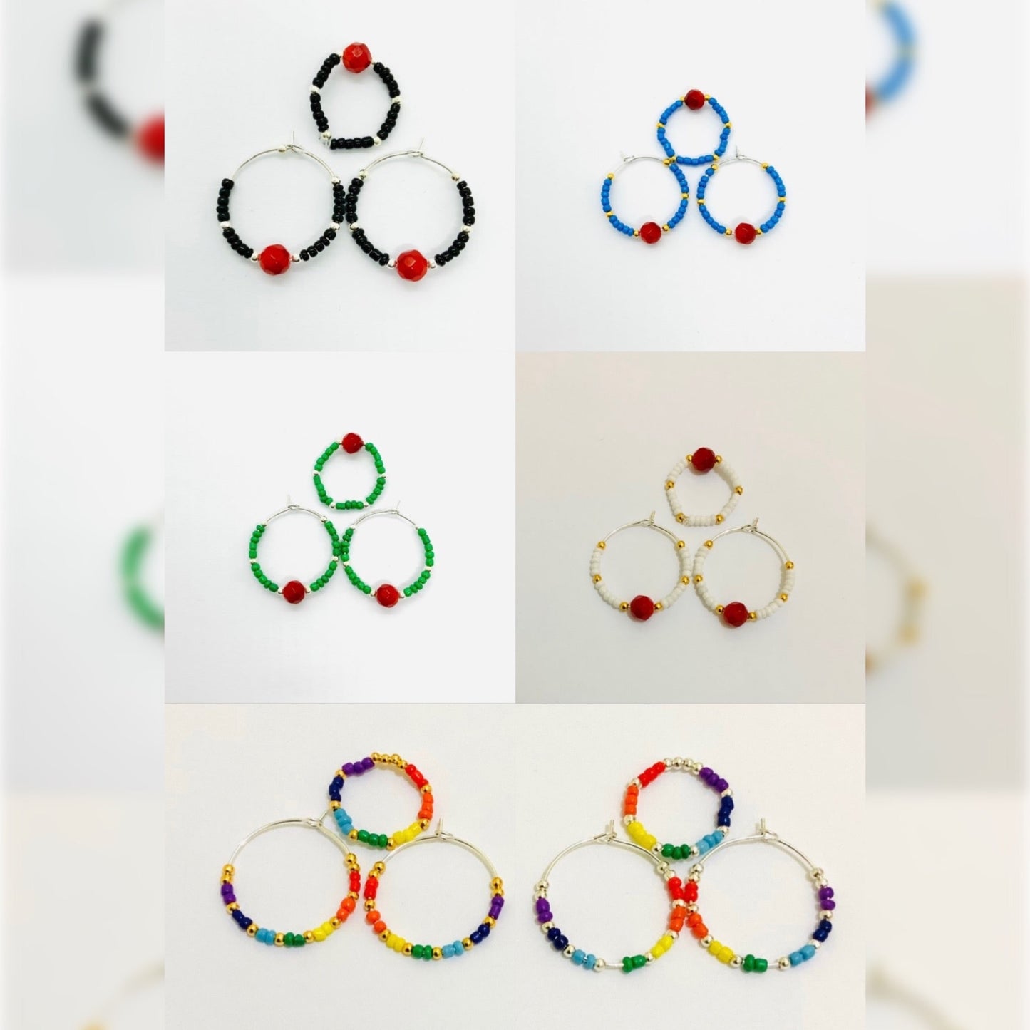 Seed Beaded Hoop Earrings & Rings Ima Artistry