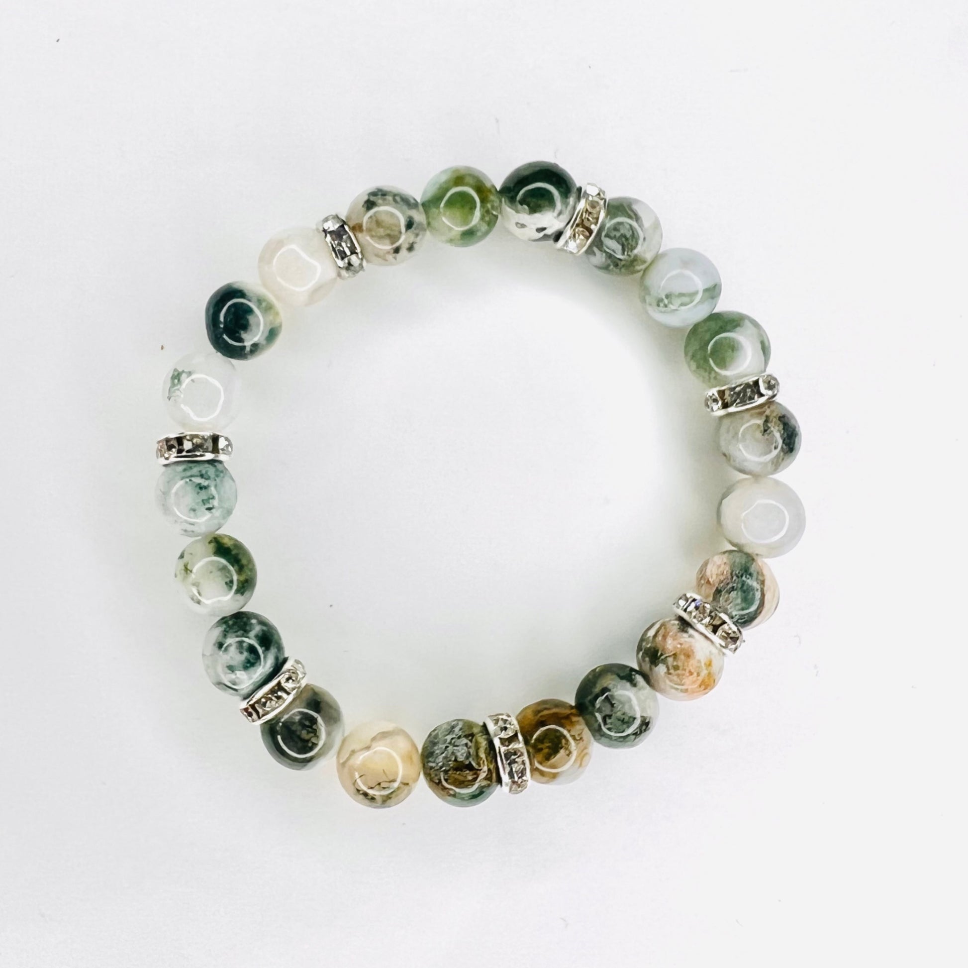 Unisex Moss Tree Agate Gemstones Bracelet Ima Artistry 