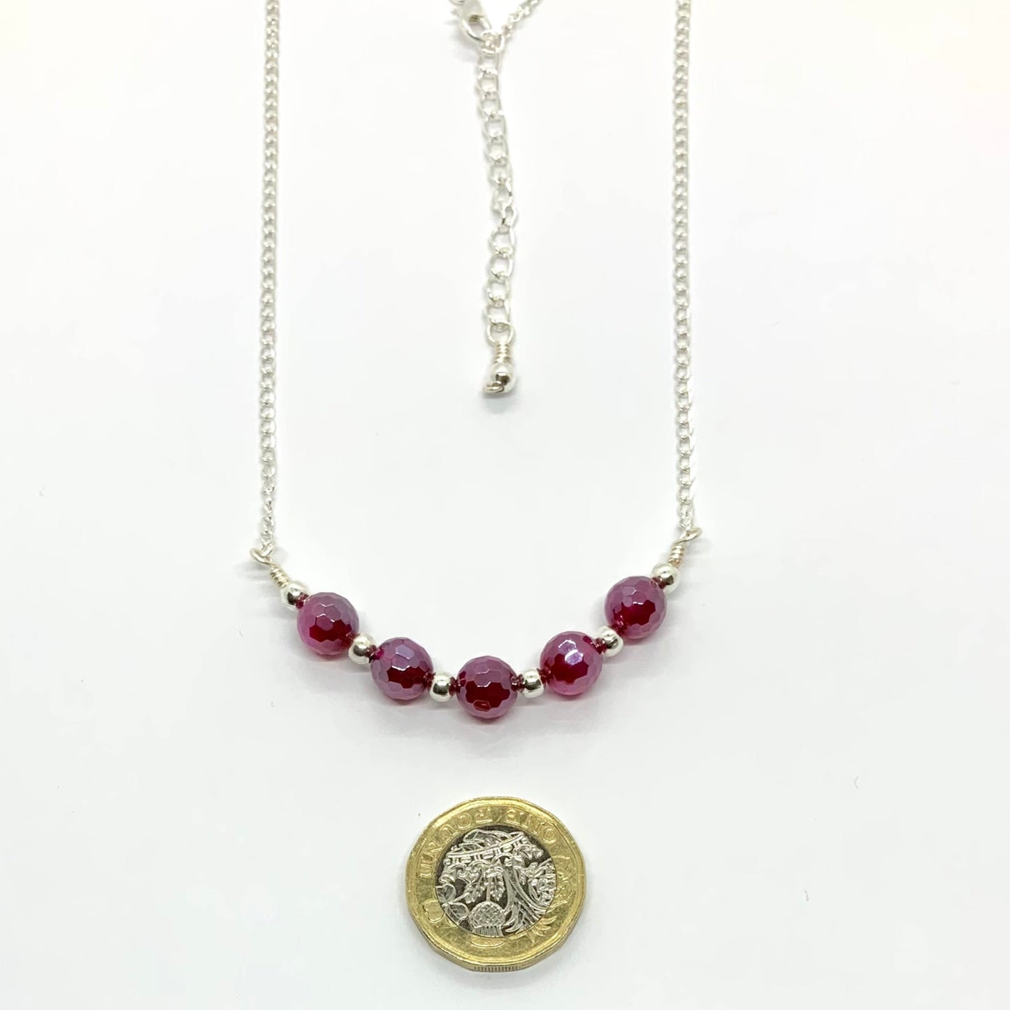 Dark Fuchsia Semi-Precious Agate Gemstone Crystal AB Necklace Ima Artistry