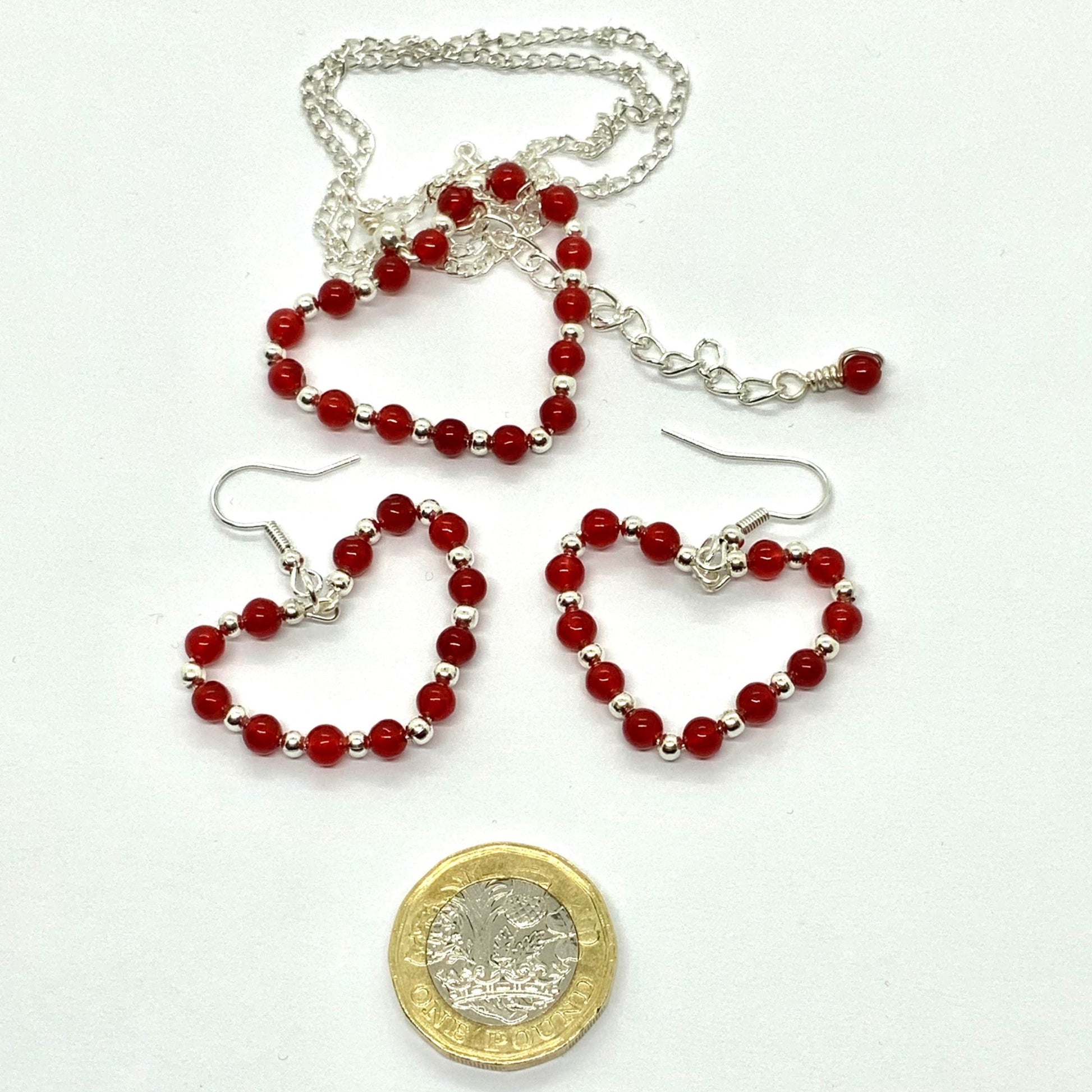 Heart shaped Agate Gemstone Necklace & Earrings Valentine's gift Ima Artistry