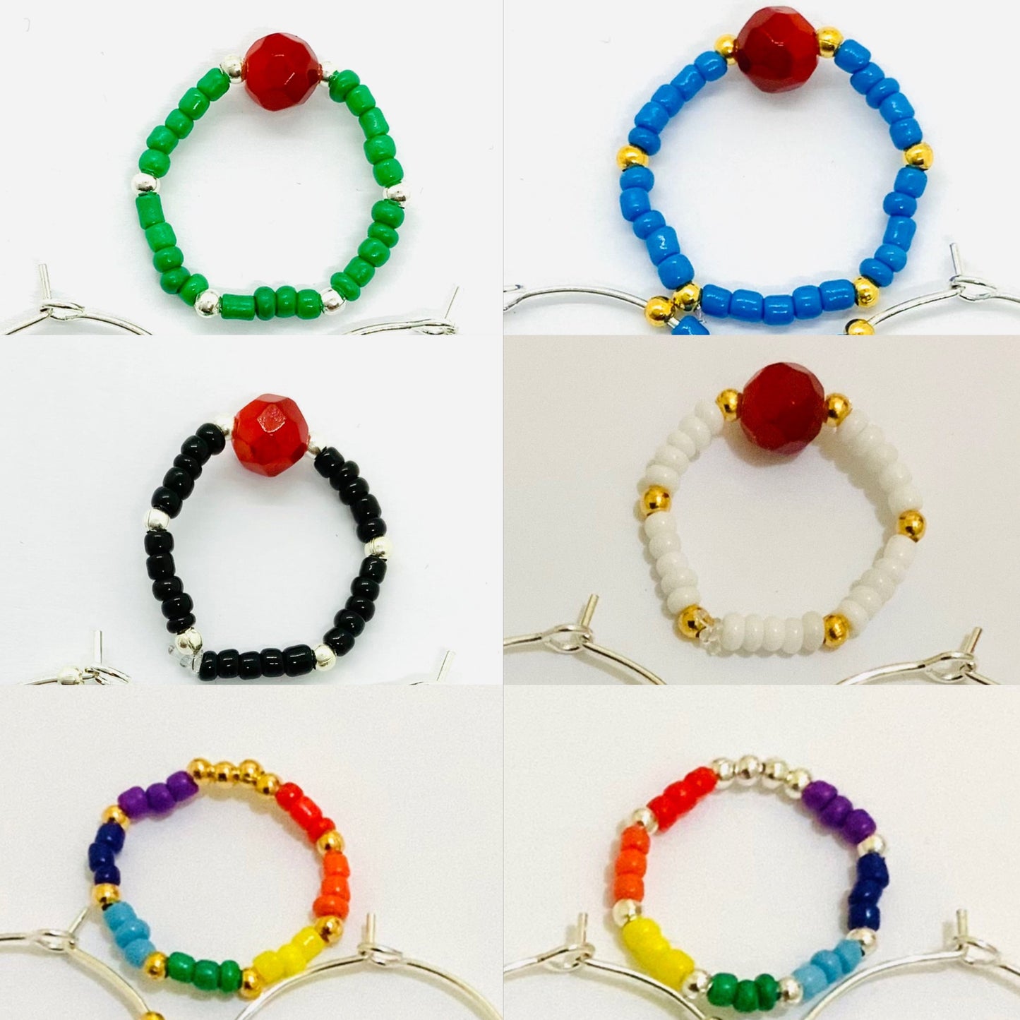 Seed Beaded Hoop Earrings & Rings Ima Artistry