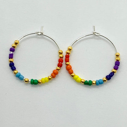 Seed Beaded Hoop Earrings & Rings Ima Artistry