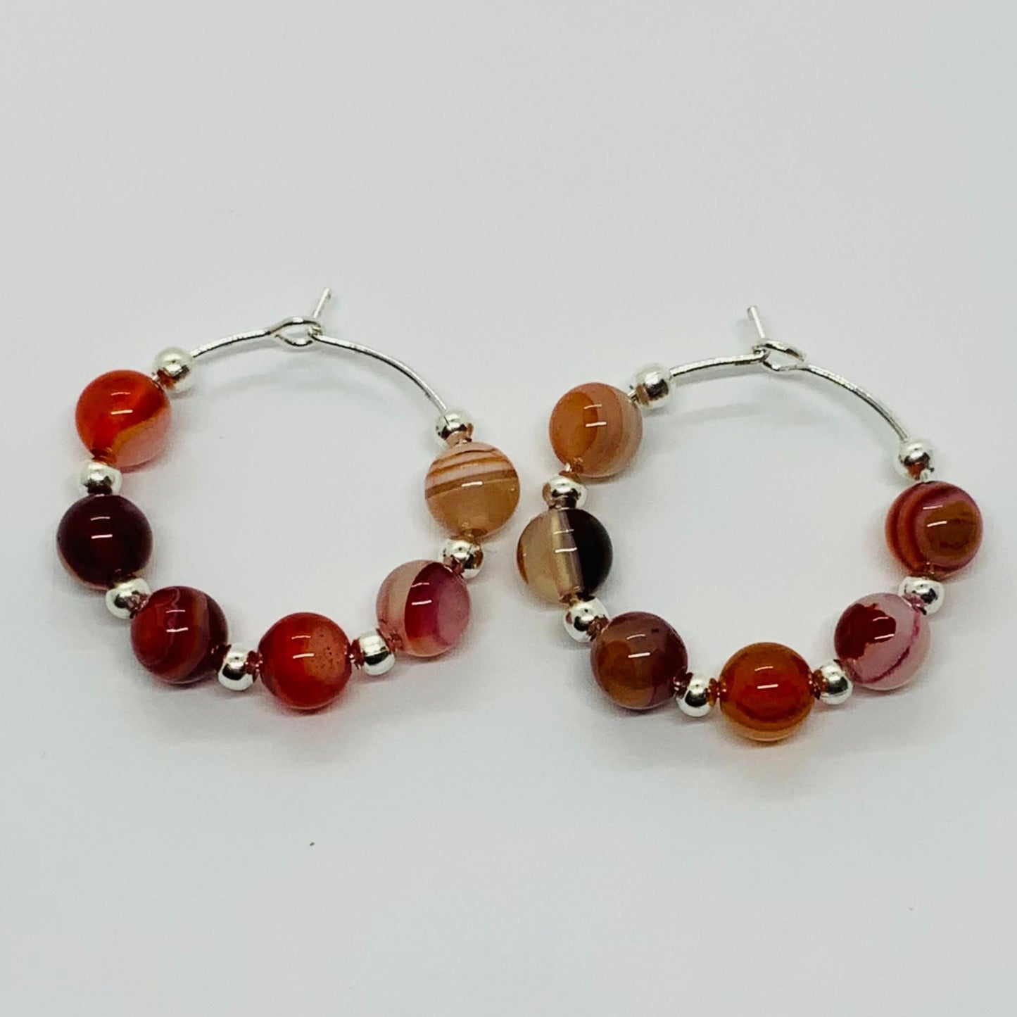 Semi Precious Gemstone Agate Hoop Earrings Ima Artistry