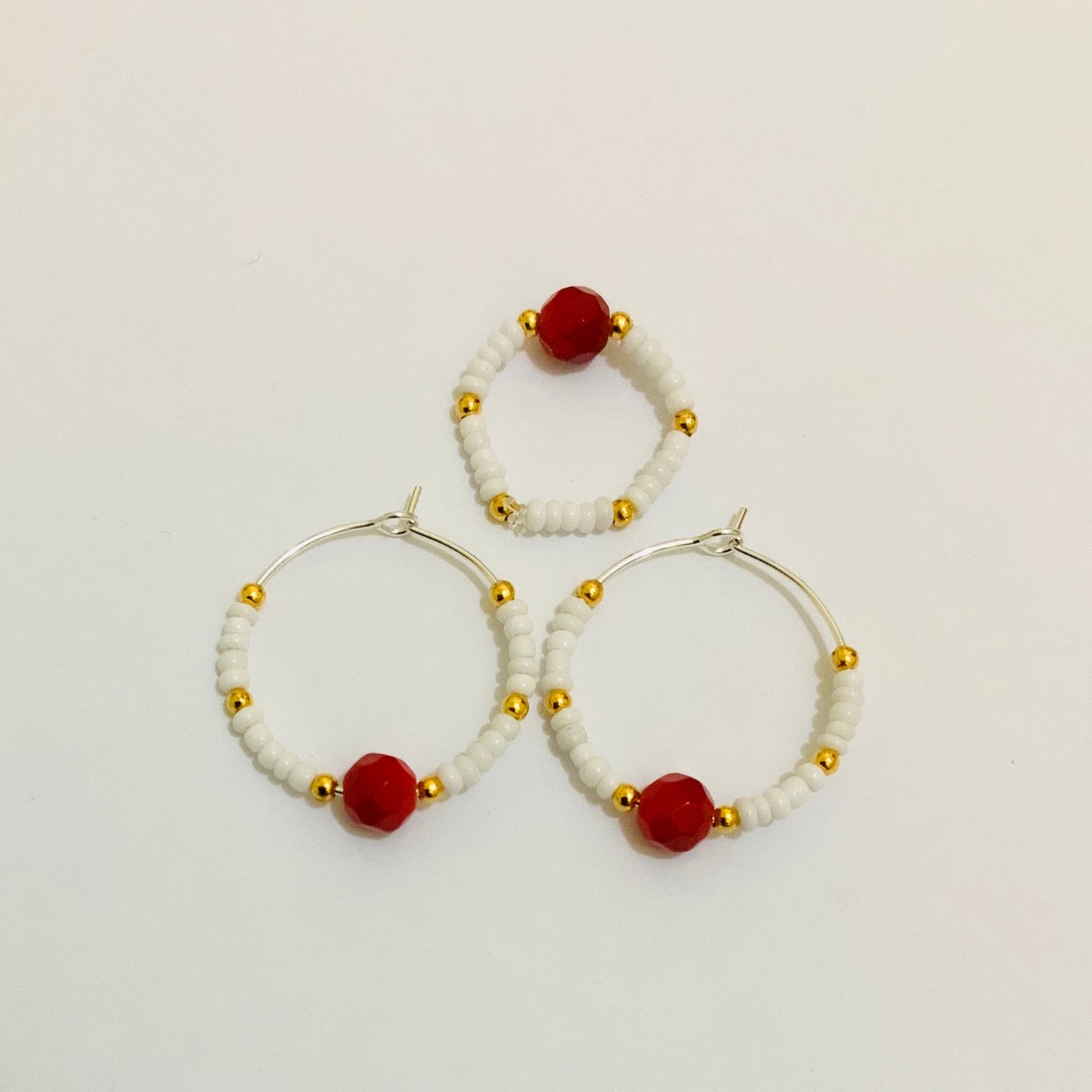 Seed Beaded Hoop Earrings & Rings Ima Artistry