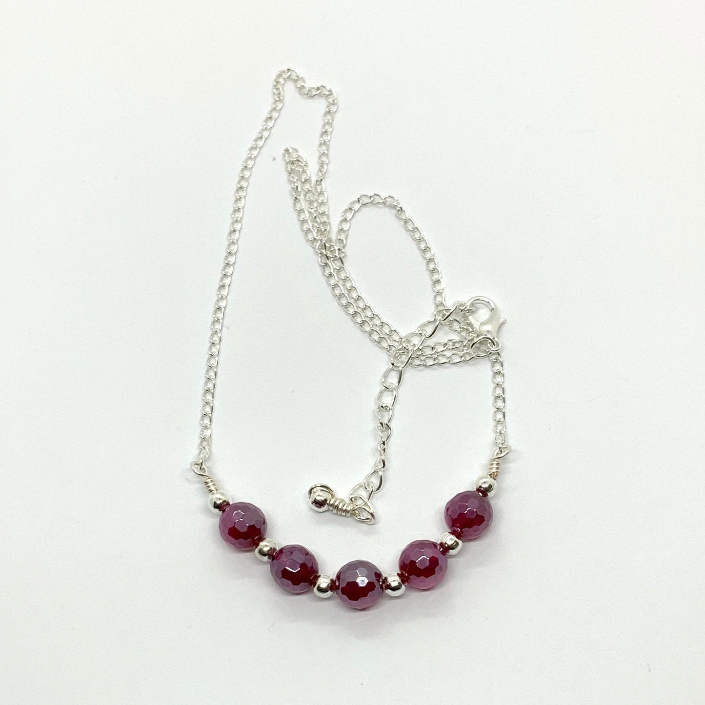 Dark Fuchsia Semi-Precious Agate Gemstone Crystal AB Necklace Ima Artistry