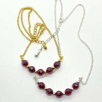 Dark Fuchsia Semi-Precious Agate Gemstone Crystal AB Necklace Ima Artistry