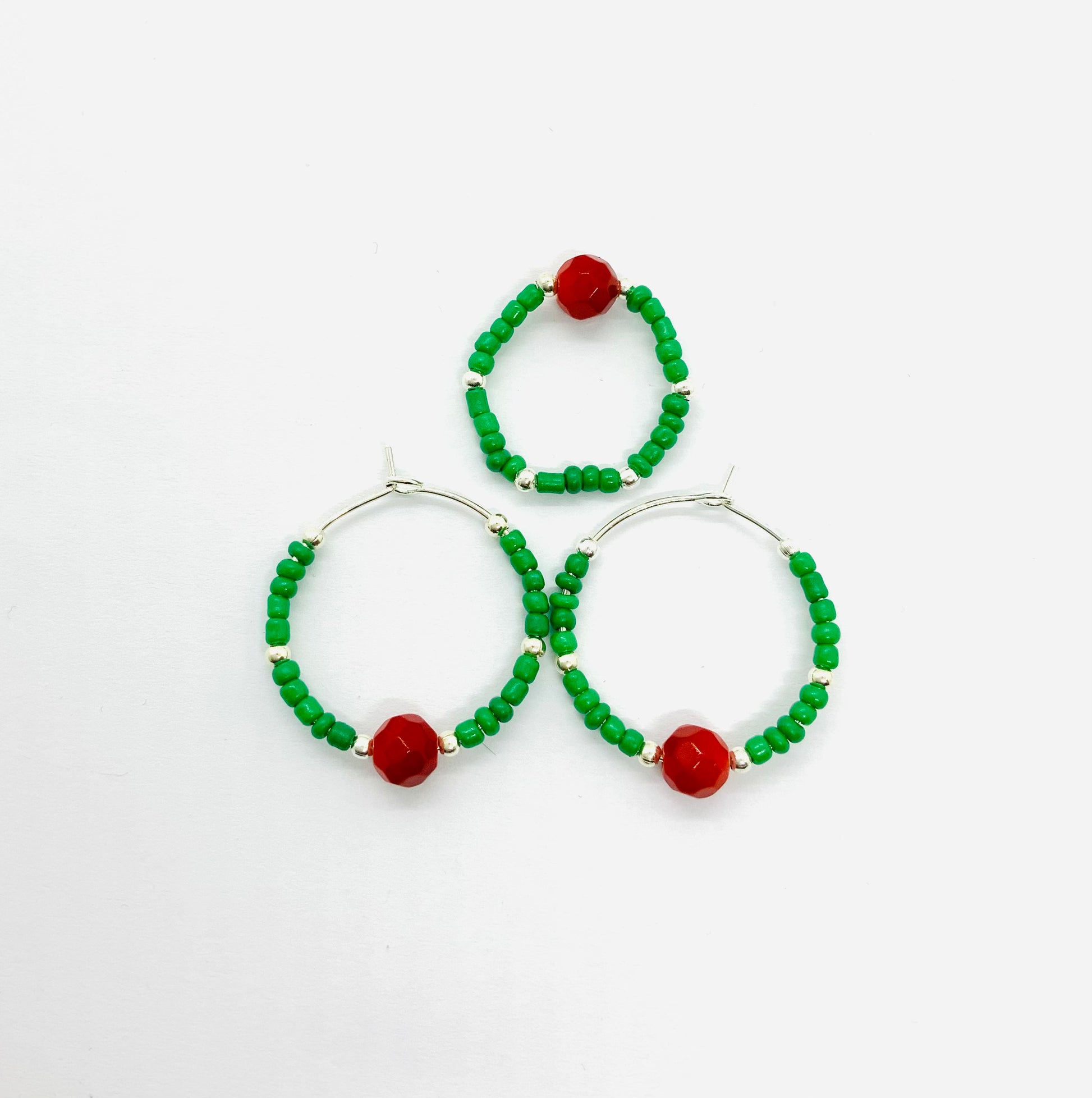 Seed Beaded Hoop Earrings & Rings Ima Artistry