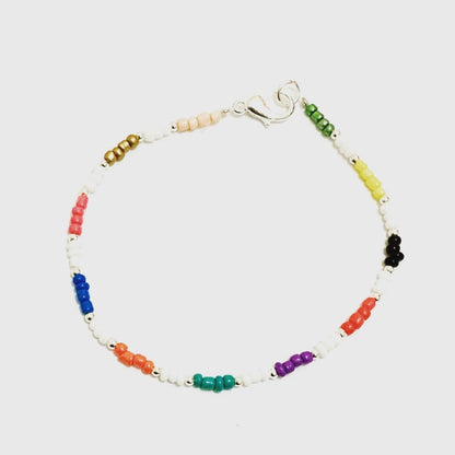 Multicoloured Seed Beaded Choker-Necklace with Bracelet Ima Artistry