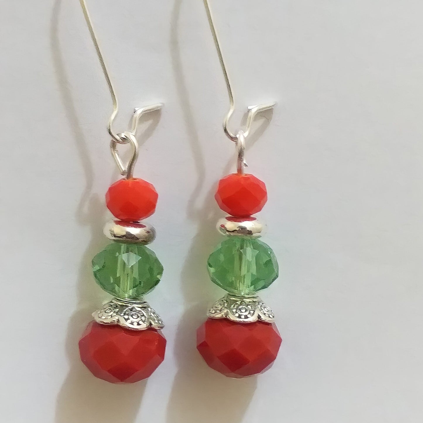 Red and Green Beeded Necklace & Earrings Ima Artistry