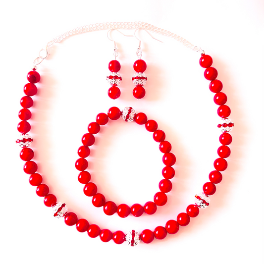 Natural Coral Red Gemstone Jewellery set Ima Artistry