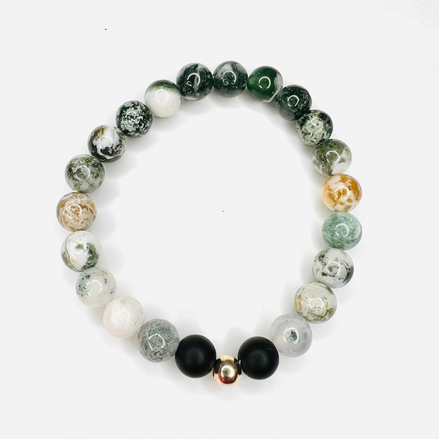 Unisex Moss Tree Agate Gemstones Bracelet Ima Artistry 