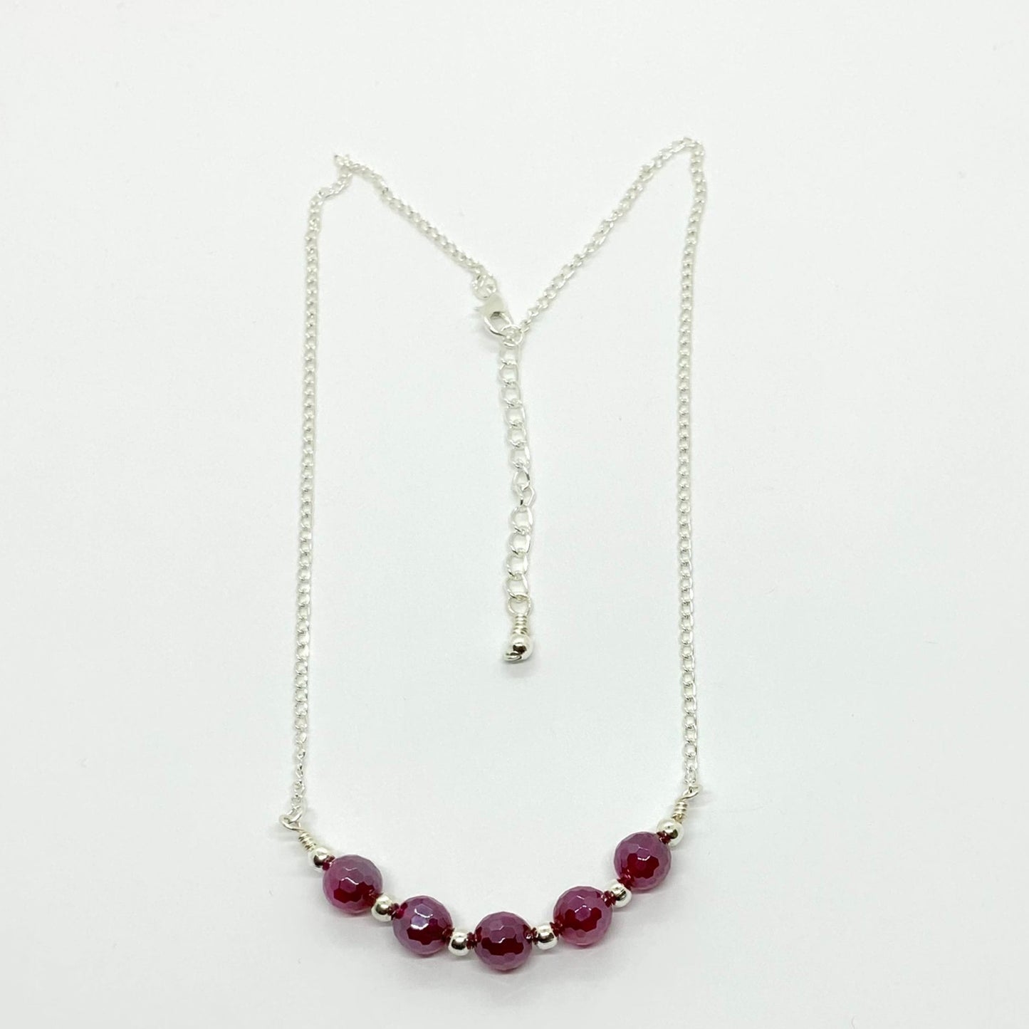 Dark Fuchsia Semi-Precious Agate Gemstone Crystal AB Necklace Ima Artistry