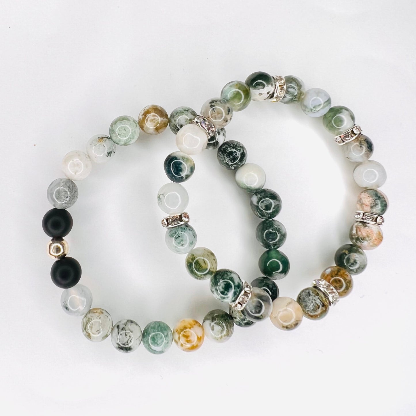 Unisex Moss Tree Agate Gemstones Bracelet Ima Artistry 