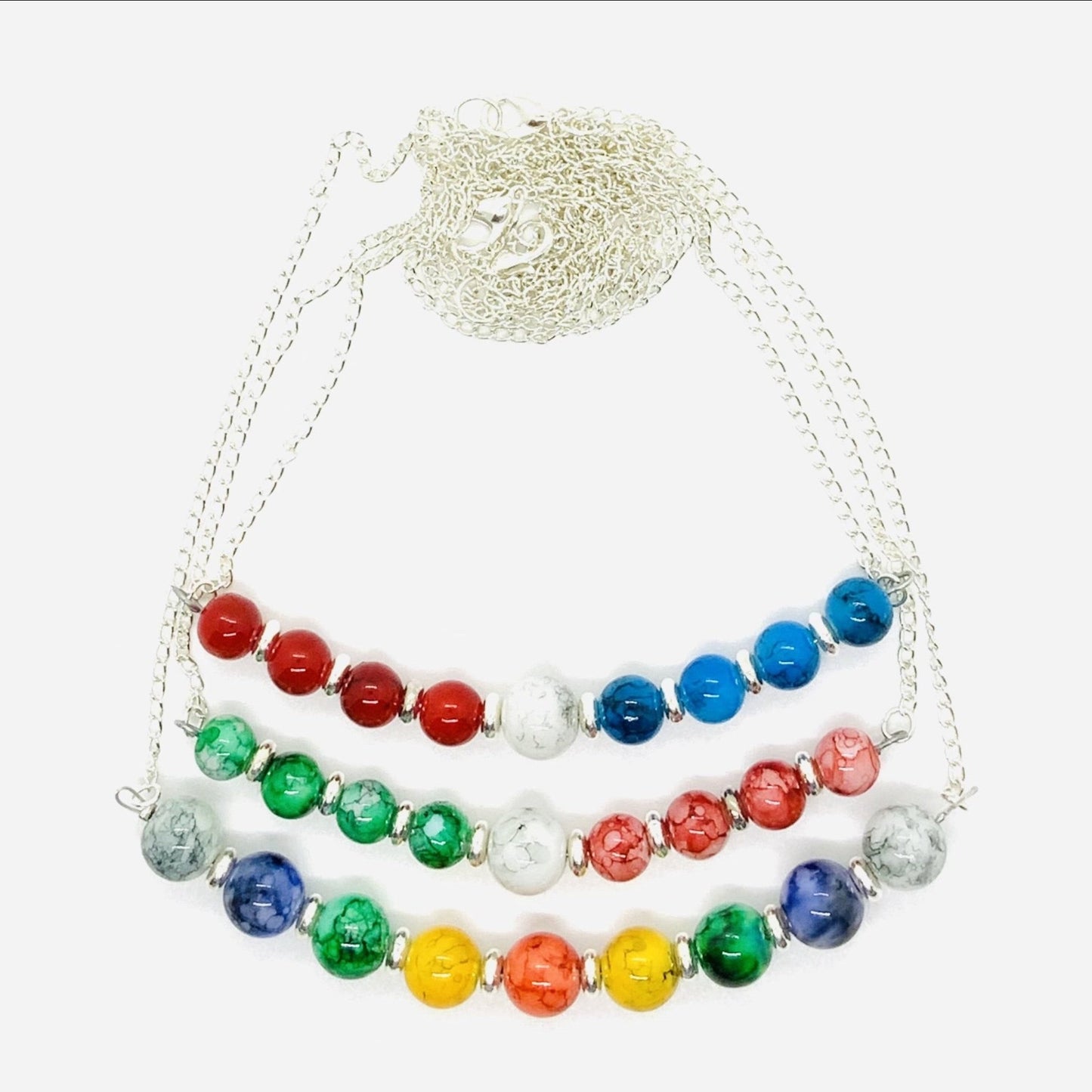 Marble Effects Multicoloured Curved Bar Necklace Ima Artistry