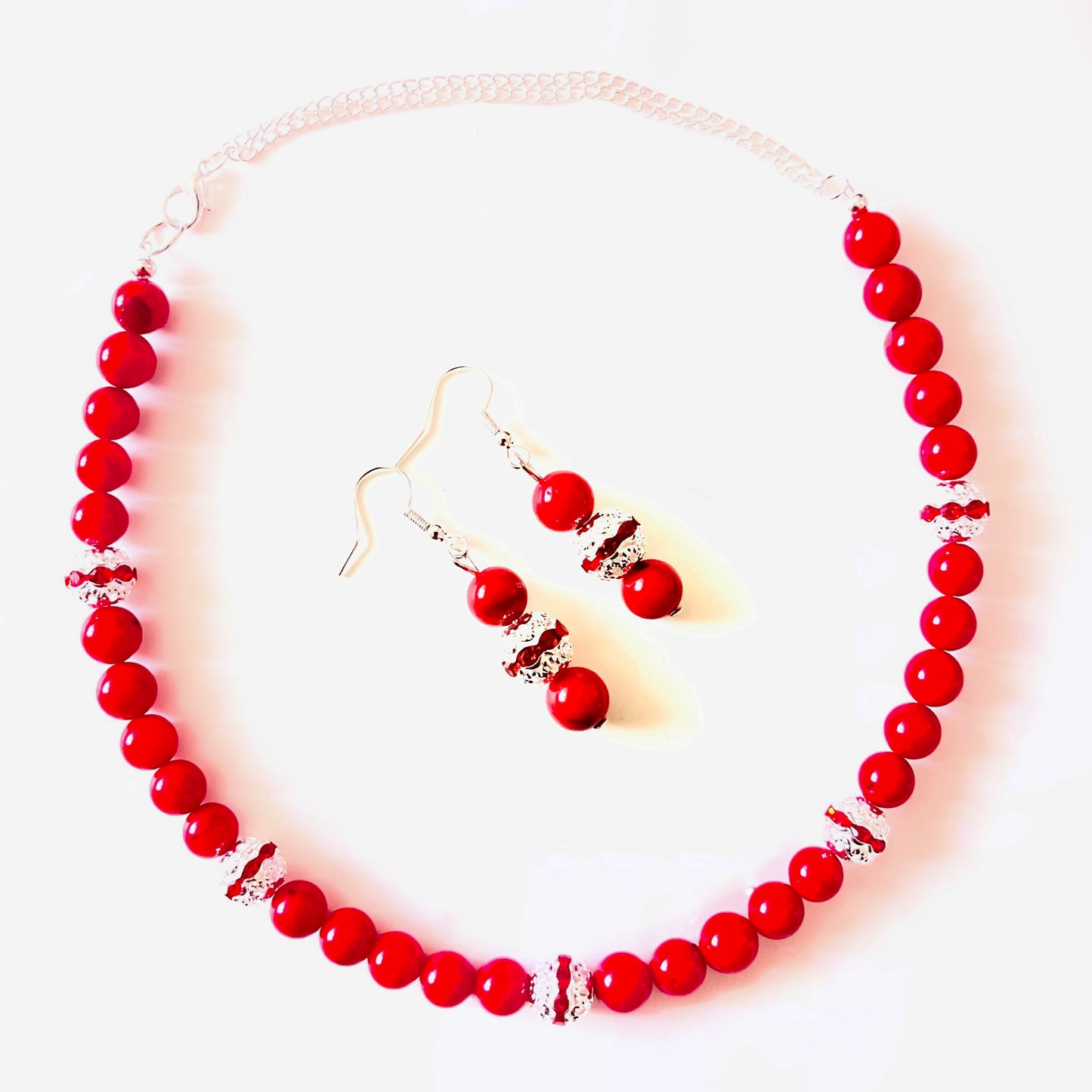 Natural Coral Red Gemstone Jewellery set Ima Artistry