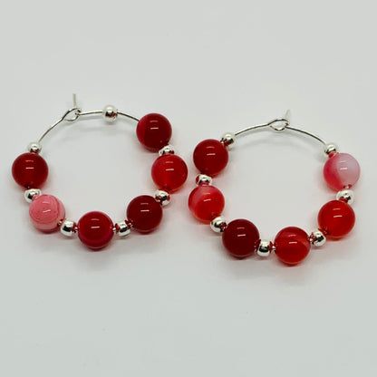 Semi Precious Gemstone Agate Hoop Earrings Ima Artistry