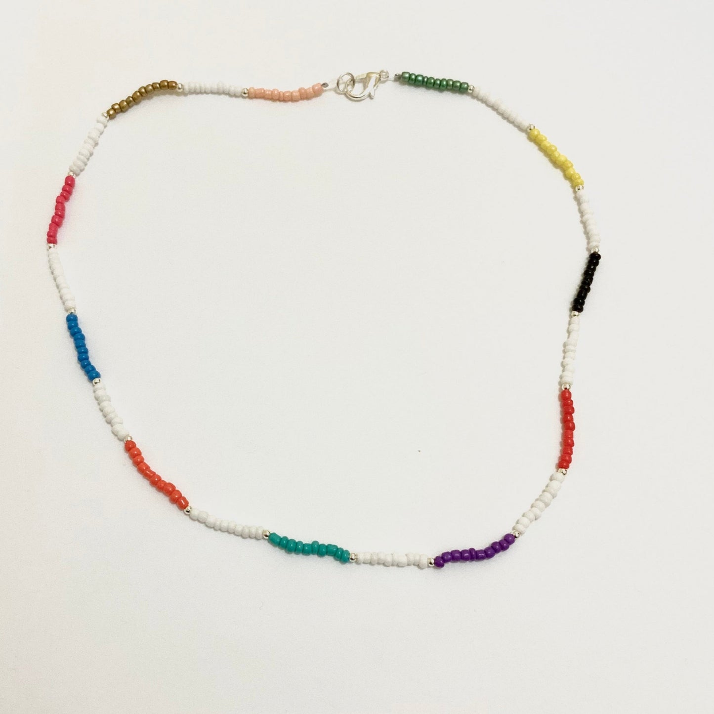 Multicoloured Seed Beaded Choker-Necklace with Bracelet Ima Artistry